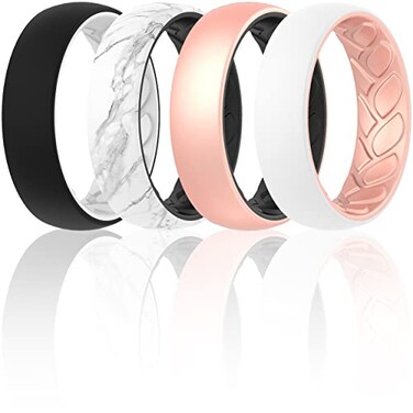 ThunderFit Silicone Wedding Bands for Women 2 Layers 55mm Wide 2mm Thick 147 Variety Multipack