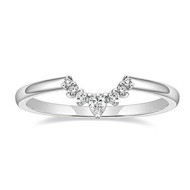 Mameloly Wedding Bands for Women Curved Dainty V Shaped CZ Cubic Zirconia Stackable Engagement Rings for Her Size 7