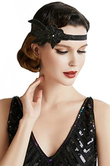 BABEYOND 1920s Flapper Headband Crystal Great Gatsby Headpiece Vintage 20s Flapper Gatsby Accessories Style4
