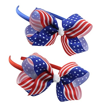 BinaryABC 4th of July HeadbandAmerican Flag Bow HeadbandPatriotic HeadbandMemorial Day Independence Day Party Decorations2Pcs
