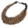 BOBIYA Messy Wide 2 Strands Synthetic Hair Braided Headband Classic Chunky Braid Headband Braided Headbands for Women Beauty Accessory Claybank