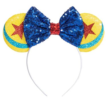 CHuangQi Mouse Ears Headbands with Shiny Bow Doublesided Sequins Glitter Hair Band for Birthday Party Celebration or Event XC22
