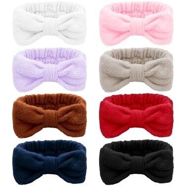 Ondder 8 Pcs Spa Headbands Fuzzy Terry Cloth Face Wash Headbands for Womens Makeup Skincare