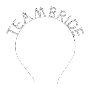 BAHABY Silver Team Bride Headband Bachelorette Party Decorations Rhinestone Bridesmaid Headbands for Bridal Shower Bachelorette Party Wedding