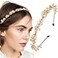 Firuilo Baroque Rhinestones Headbands Gold Thin Hairband Crystal Beaded Head Band for WomenGold