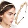 Firuilo Baroque Rhinestones Headbands Gold Thin Hairband Crystal Beaded Head Band for WomenGold