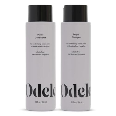 Odele SulfateFree Purple Shampoo Conditioner Set for Neutralizing Brassy Tones in Blonde Silver Gray Hair 13 Fl Oz Each 2Pack