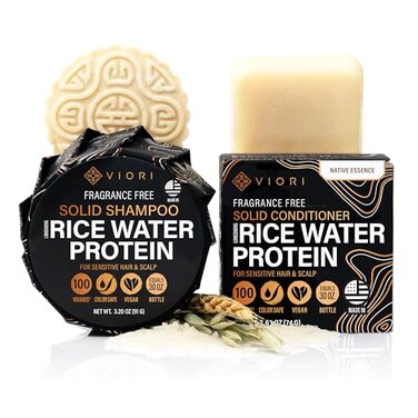 Viori Native Essence Shampoo and Conditioner Bar Set Made with Rice Water Handcrafted Sulfate Free Shampoo and Conditioner