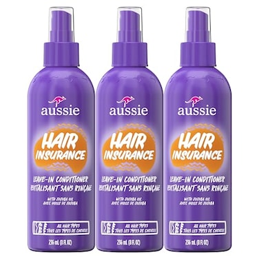 Aussie Hair Insurance LeaveIn Conditioner Spray Moisturizing Frizz Control Detangler with Jojoba Oil 8 Fl Oz Each 3Pack