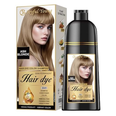 Joyful Young Hair Dye Shampoo 3in1 Ash Blonde SemiPermanent Gray Hair Coverage Color Depositing Shampoo for Women Men Vegan AmmoniaFree
