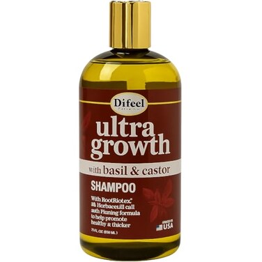 Difeel Brand Ultra Growth Shampoo 12 oz Made with Basil Castor Oil Sulfate Free Natural Pro Growth for Thinning Hair Unisex
