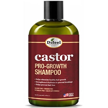 Difeel Castor ProGrowth Shampoo 12 oz Made with Natural Castor Oil for Hair Growth Sulfate Free Shampoo