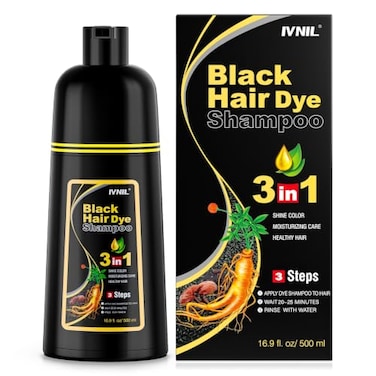 Ivnil Black Hair Dye Shampoo 3 in 1 Hair Color Shampoo for Women Men for Gray Hair Coverage shampoo para pintar el cabello