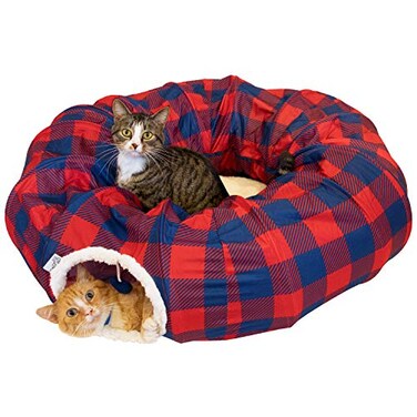 Kitty City Plaid Tunnel Bed