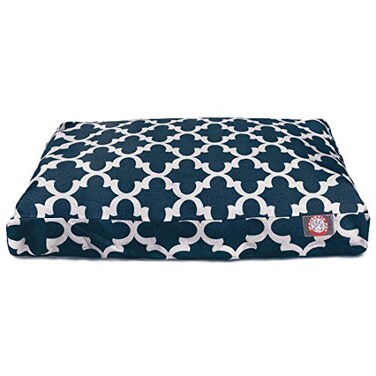 Majestic Pet Navy Trellis Medium Rectangle Indoor Outdoor Pet Dog Bed With Removable Washable Cover By Products