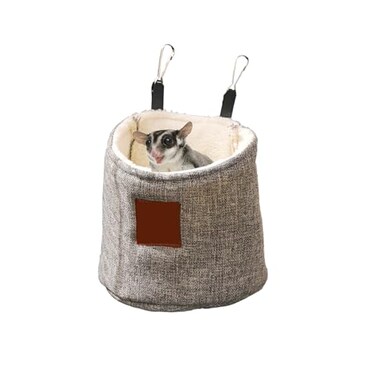 FiboPawer Sugar Glider Sleeping PouchCage Hanging BagWarm Cage Accessories Toys for Sugar Gliders Guinea Pigs Ferrets Hamsters Sack Swing Hanging Bed for Gliders Rat Hedgehog HamsterGrey