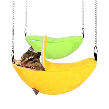 Halloluck 2 Pack Banana Warm Hamster Bed House Hammock Small Animal Warm Bed House Cage Yellow and Green
