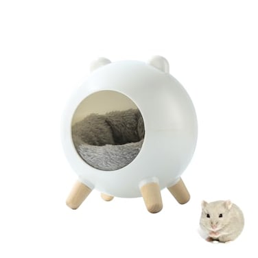TUTU&amp;LELE TUTULELE Hamster Hideout Tiny House Hideout and Habitat Space Elf Hiding Nest Durable Hamster Bed with Round Thick Plush Pads for Mice GerbilsHamsters to Play Sleep and Rest White