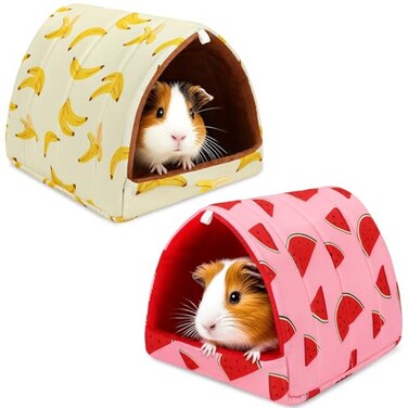 UPINS 2 Pack Guinea Pig Bed Guinea Pig Hideout Washable Small Animal House Cage Accessories for Dwarf Rabbits Chinchillas Hamsters Hedgehogs Ferrets Bearded Dragons and Rats