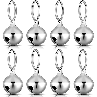 Hotop 8 Pack dogs Collar Bells Small Cat Bells Collar Charm for Puppy Hanging Ring Decoration Pet Pendant Accessories Antilost Tracker DIY Crafts for Pets UseSilver