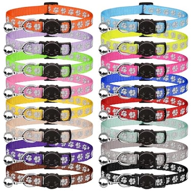 QDYU 16 PCS Breakaway Cat Collars with Bells Reflective Cat Collar Safety Nylon Kitten Collars Cat Collars for Girl Boy Cats69