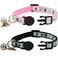 Barleygoo 2 Pack Glow in The Dark Cat Collar with Bell Breakaway Safety Cat Puppy Collars with Pendant Black and Pink
