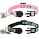Barleygoo 2 Pack Glow in The Dark Cat Collar with Bell Breakaway Safety Cat Puppy Collars with Pendant Black and Pink