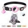 OEBEESA Airtag Cat Collar with Bell Adjustable Breakaway Kitten Collars Safety Buckle and Silicone Air Tag Holder Case Compatible with Apple Airtag Geometric Pattern Pet Collar Pink