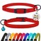 BRONZEDOG Cat Collar with Bell Kitten Rolled Leather Collars Safety QR ID Name Tag Red
