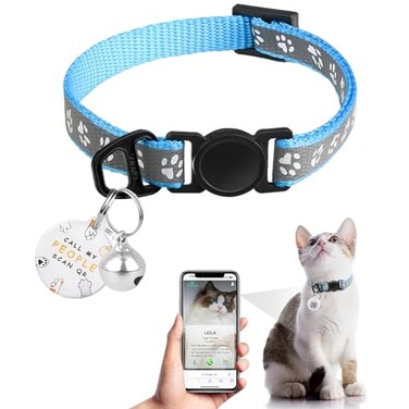 Furrigo Cat Collar Breakaway with QR Code Name Tag Reflective Kitten Collars with Bell Cat ID Tag Personalized UltraDurable Adjustable Quick Release Fits Most Girl Boy Small Large Cats 8133