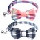 KUDES 2 PackSet Cat Collar Breakaway with Cute Bow Tie and Bell for Kitty and Some Puppies Adjustable from 78105 Inch
