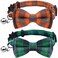 KUDES 2 PackSet Cat Collar Breakaway with Cute Bow Tie and Bell for Kitty and Some Puppies Adjustable from 78105 Inch GreenOrange Plaid