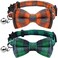 KUDES 2 PackSet Cat Collar Breakaway with Cute Bow Tie and Bell for Kitty and Some Puppies Adjustable from 78105 Inch GreenOrange Plaid