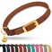 OOPSDOGGY Rolled Leather Cat Collar with Bell Reflective Kitten Collar with Safety Elastic Strap Adjustable Small Pet Collars for Boy Girl Cats Brown