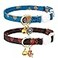 FYEQYAOU 2 Pack Cotton Breakaway Cat Collar Blue and Black Rose Pendant Cute Kitten Cat Collar with Bell