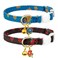 FYEQYAOU 2 Pack Cotton Breakaway Cat Collar Blue and Black Rose Pendant Cute Kitten Cat Collar with Bell