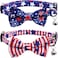 Lamphyface 2 Pack American Flag Cat Collar with Bell Bow Tie Star Breakaway Adjustable for 4th of July Independence Day
