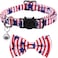 Lamphyface 2 Pack American Flag Cat Collar with Bell Bow Tie Star Breakaway Adjustable for 4th of July Independence Day
