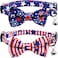 Lamphyface 2 Pack American Flag Cat Collar with Bell Bow Tie Star Breakaway Adjustable for 4th of July Independence Day