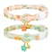 FYEQYAOU 2 Pack Cotton Breakaway Cat Collar Beige and Green Flowers Pendant Cute Kitten Cat Collar with Bell