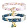 FYEQYAOU 2 Pack Cotton Breakaway Cat Collar White and Blue Flowers Pendant Cute Kitten Cat Collar with Bell