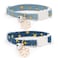 Liugjiau 2 Pack Cotton Breakaway Cat Collar with Bell Dark Blue Light Blue White Snowflake Pendant Cute Kitten Cat Collar Suitable for Girls and Boys