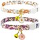 PETS ARE 2 Pack Cotton Breakaway Cat Collars Set with Bell and Flower Pendant Cute Floral Fruit Patterned Adjustable 7511Inch Include A Mouse Toy Gift