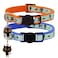 Barleygoo 2 Pack Glow in The Dark Cat Collar with Bell Breakaway Safety Cat Puppy Collars with Pendant Orange and Blue