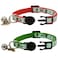 Barleygoo 2 Pack Glow in The Dark Cat Collar with Bell Breakaway Safety Cat Puppy Collars with Pendant Red and Green