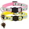 Barleygoo 2 Pack Glow in The Dark Cat Collar with Bell Breakaway Safety Cat Puppy Collars with Pendant Yellow and Pink
