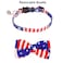 ADOGGYGO American Flag Cat Collar with Removable Bowtie Bandana Breakaway Patriotic Kitten Collars for Cat Kitten 4th of July