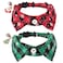 ADOGGYGO Christmas Cat Collars Breakaway with Bow Bell 2 Pack Xmas Kitten Formal Tuxedo with Removable Shirt Collar Red Green Plaid Christmas Collars for Cats 75 105