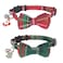 ADOGGYGO Christmas Cat Collars Breakaway with Removable Bow Tie Bell 2 Pack Red Green Plaid Christmas Bow Collar for Cats Kittens