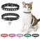 DILLYBUD Leather Cat Collars for Boy Girl Cats with Bell and Safety Elastic Belt Personalized Rivets Stud Adjustable Safe Buckle Collar with Skull Charm for Kitty Small Pets Black